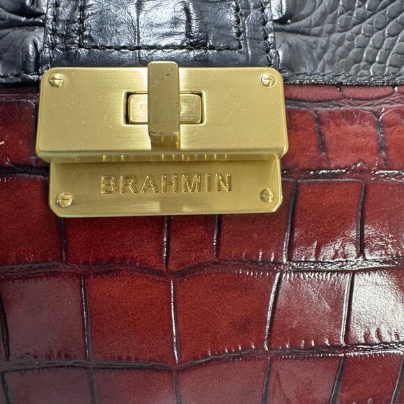 Brahmin Mojito Bag, redish brown and black croc gator embossed. - Picture 3 of 11